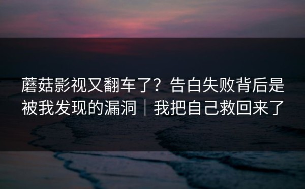 蘑菇影视又翻车了？告白失败背后是被我发现的漏洞｜我把自己救回来了