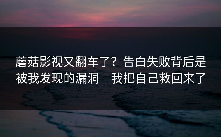 蘑菇影视又翻车了？告白失败背后是被我发现的漏洞｜我把自己救回来了